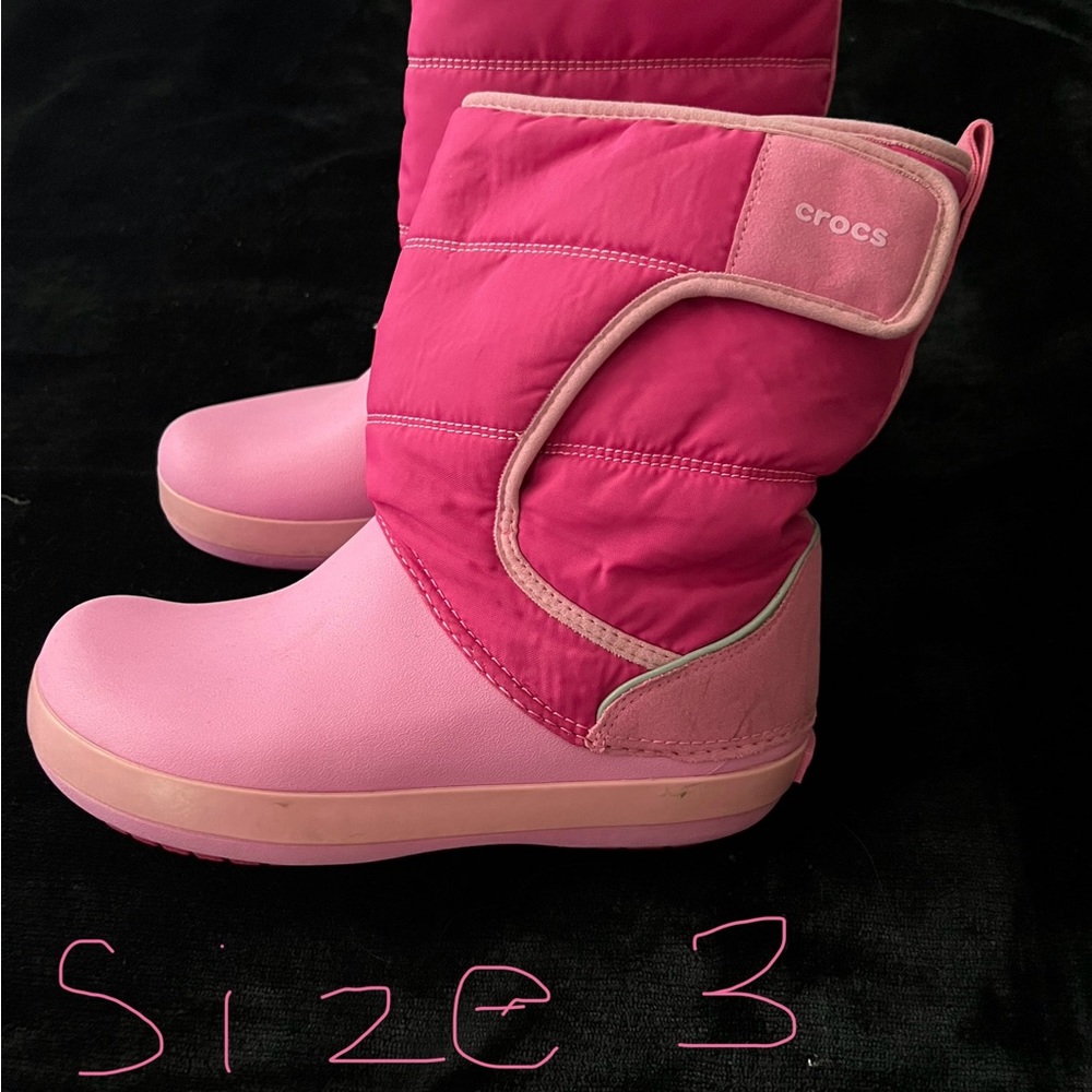 Pink Crocs boots waterproof only use 3times good condition